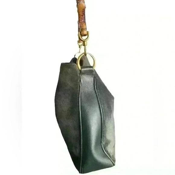 GUCCI Bamboo Hand Bag Suede Green 100% authentic peeling removed - Picture 7 of 17